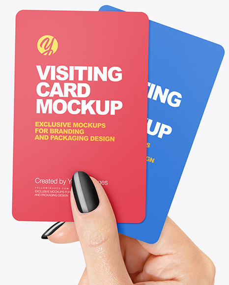 Two Business Cards in a Hand Mockup PSD #1