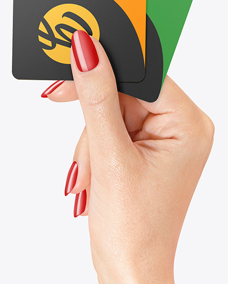 Two Business Cards in a Hand Mockup PSD #6