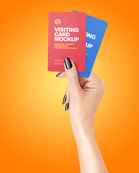 Two Business Cards in a Hand Mockup PSD #7