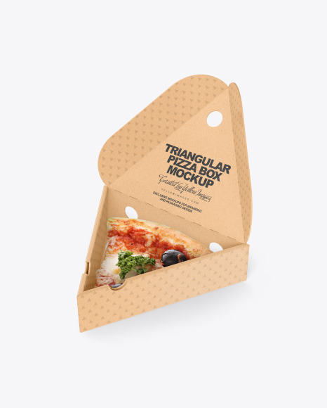 Kraft Triangular Box with Pizza Mockup PSD #2