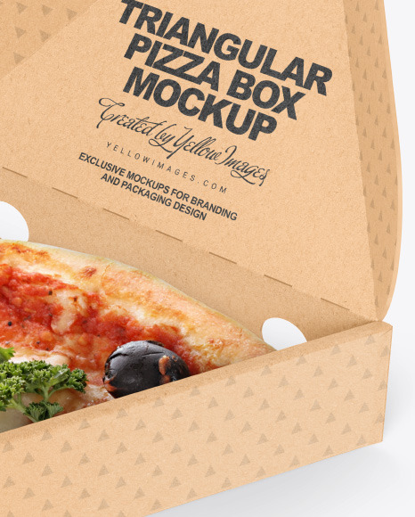 Kraft Triangular Box with Pizza Mockup PSD #3