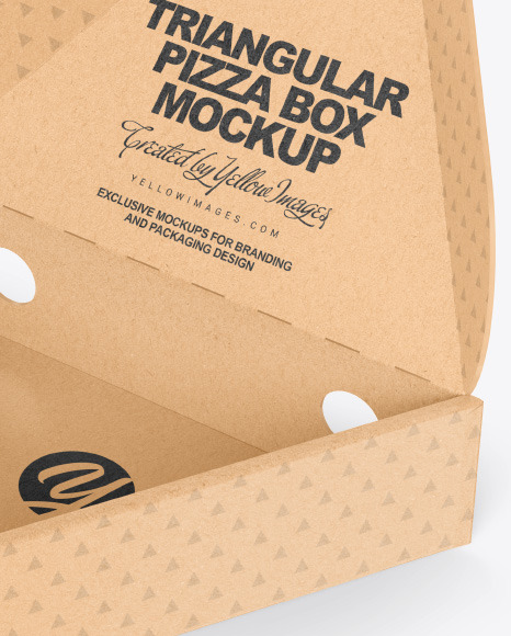 Kraft Triangular Box with Pizza Mockup PSD #4