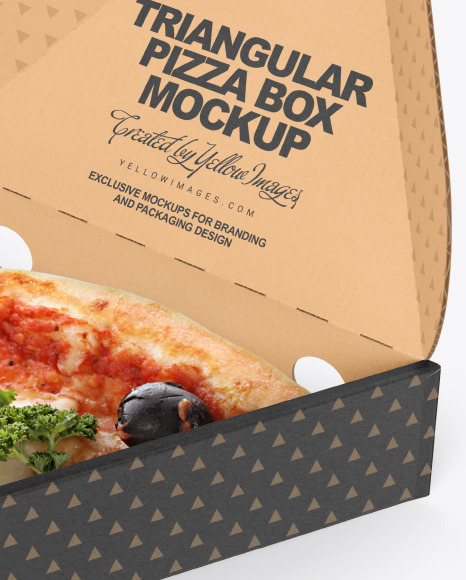 Cardboard Triangular Box with Pizza Mockup PSD #2