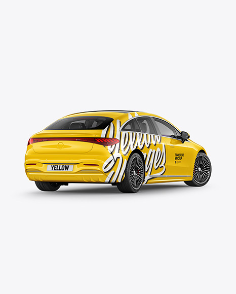 Electric Luxury Car Mockup   Back Half Side View PSD #7