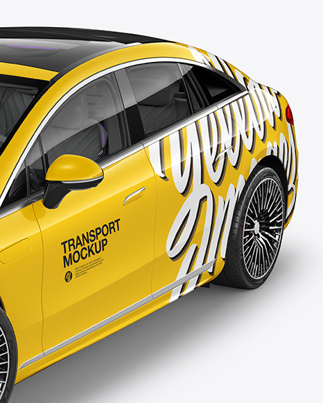 Electric Luxury Car Mockup   Half Side View (High Angle Shot) PSD #1