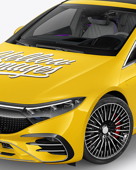 Electric Luxury Car Mockup   Half Side View (High Angle Shot) PSD #6