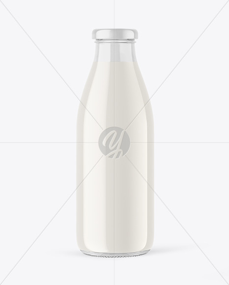 Clear Glass Bottle with Milk Mockup PSD #3