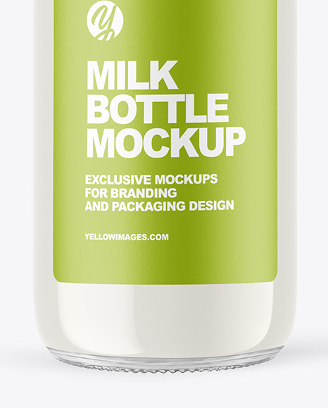 Clear Glass Bottle with Milk Mockup PSD #1