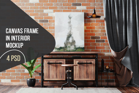 Canvas Frame In Interior Mockup