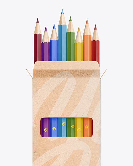 Kraft Box with Pencils Mockup PSD #2