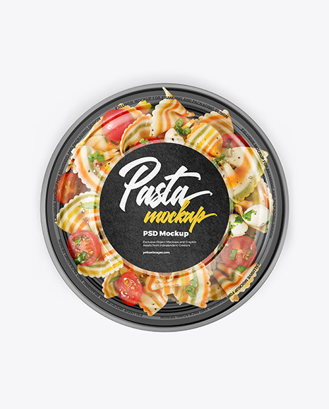 Plastic Bowl With Pasta Mockup