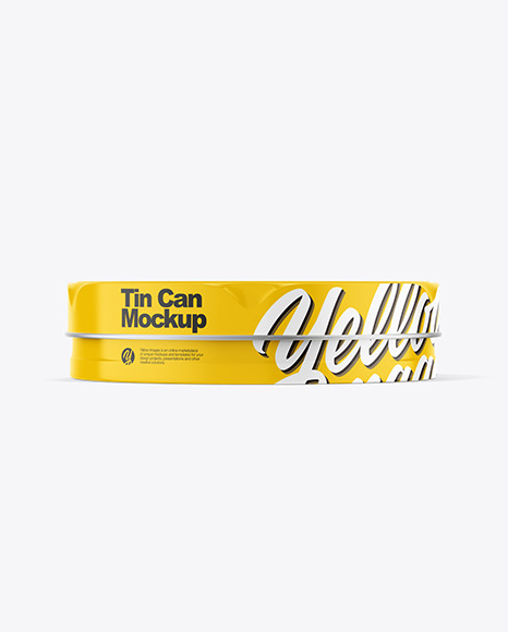 Glossy Round Tin Can Mockup
