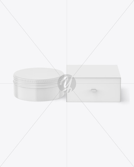 Box with Glossy Cosmetic Tin Can Mockup PSD #1