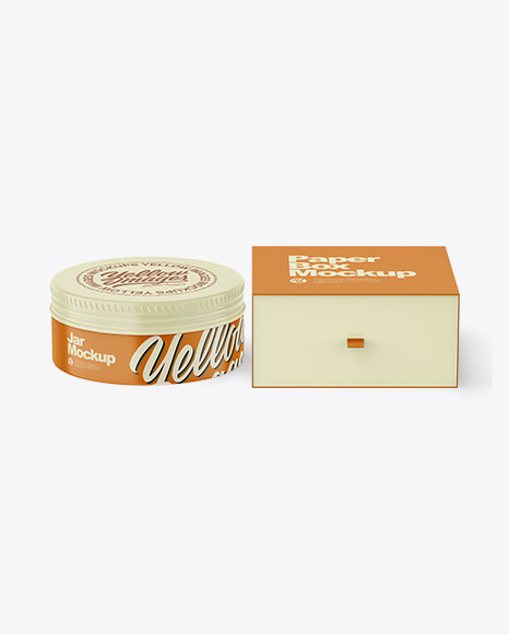 Box with Glossy Cosmetic Tin Can Mockup PSD #2