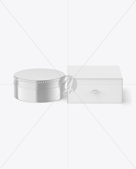 Box with Cosmetic Tin Can Mockup PSD #1