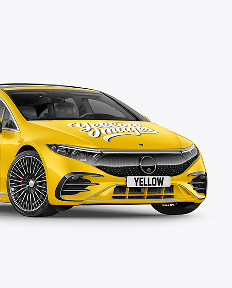 Electric Luxury Car Mockup - Half Side View