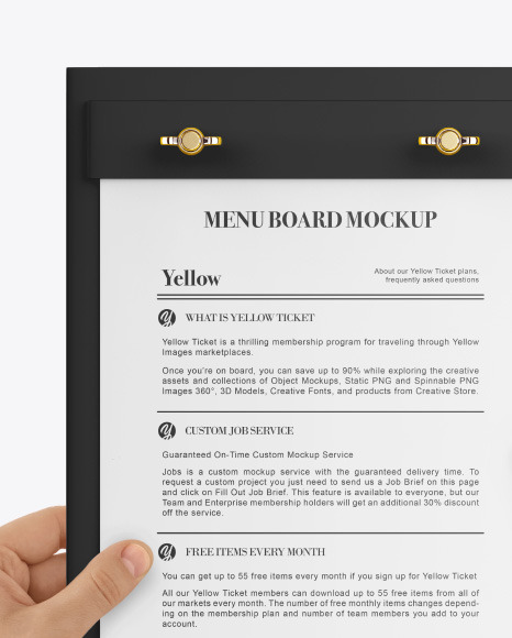 Menu Board in Hand Mockup PSD #2