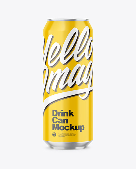 500ml Metallic Drink Can w/ Glossy Finish Mockup