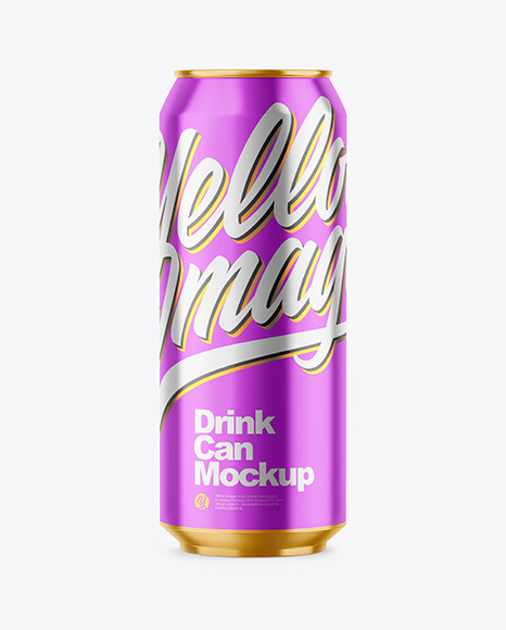 500ml Glossy Metallic Drink Can Mockup PSD #2