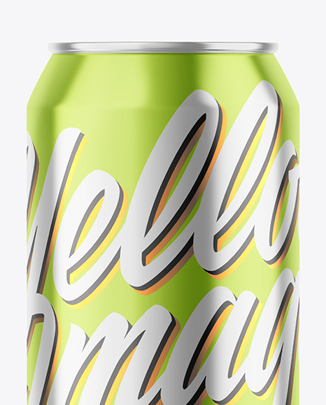500ml Glossy Metallic Drink Can Mockup PSD #1