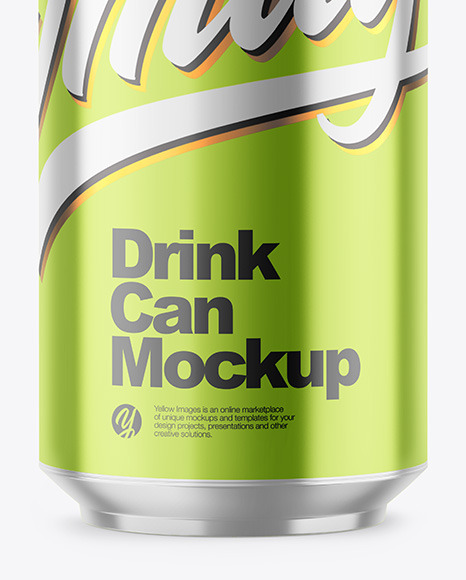 500ml Glossy Metallic Drink Can Mockup PSD #6