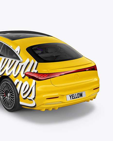 Electric Luxury Car Mockup   Back Half Side View (High Angle Shot) PSD #2