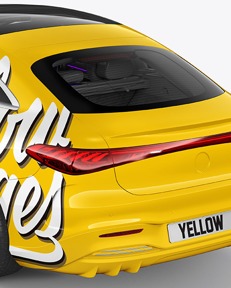 Electric Luxury Car Mockup   Back Half Side View (High Angle Shot) PSD #1