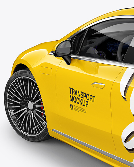 Electric Luxury Car Mockup   Back Half Side View (High Angle Shot) PSD #6