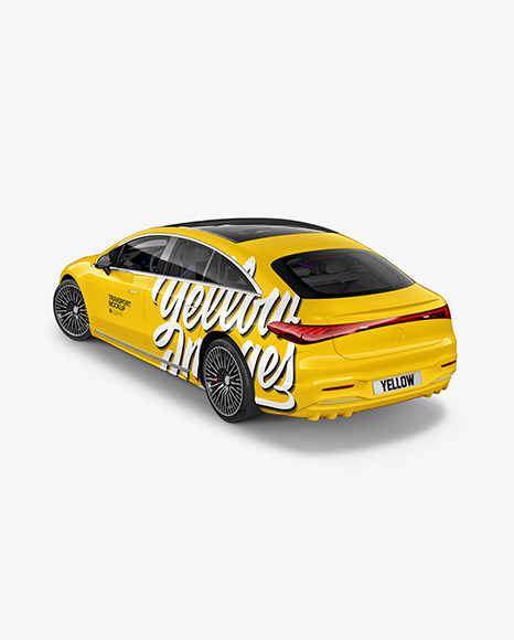 Electric Luxury Car Mockup   Back Half Side View (High Angle Shot) PSD #7