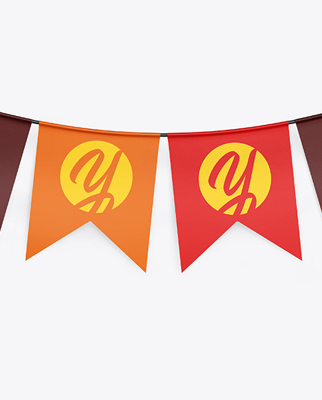 Matte Festive Flags Garland Mockup PSD #2