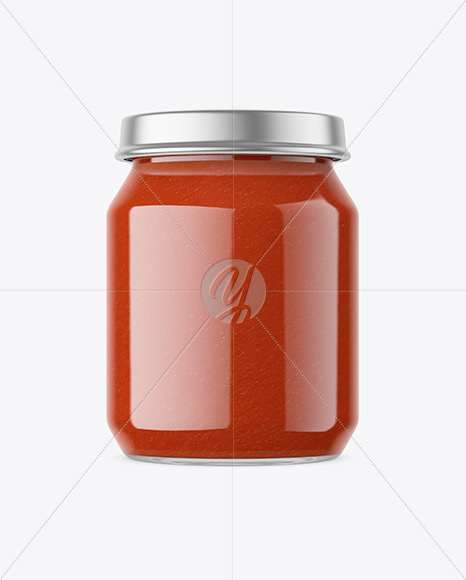 Clear Glass Jar with Tomato Sauce Mockup PSD #3