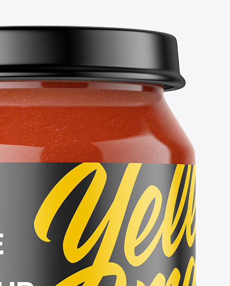 Clear Glass Jar with Tomato Sauce Mockup PSD #2