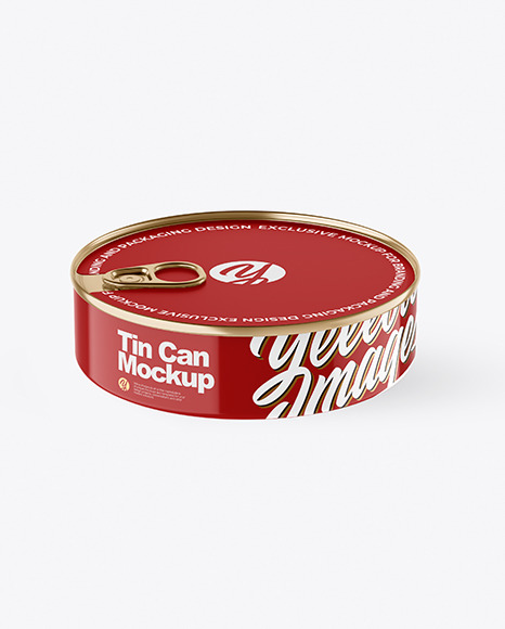 Glossy Tin Can With Pull Tab Mockup
