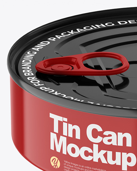 Glossy Tin Can With Pull Tab Mockup PSD #7