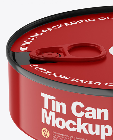 Glossy Tin Can With Pull Tab Mockup PSD #5