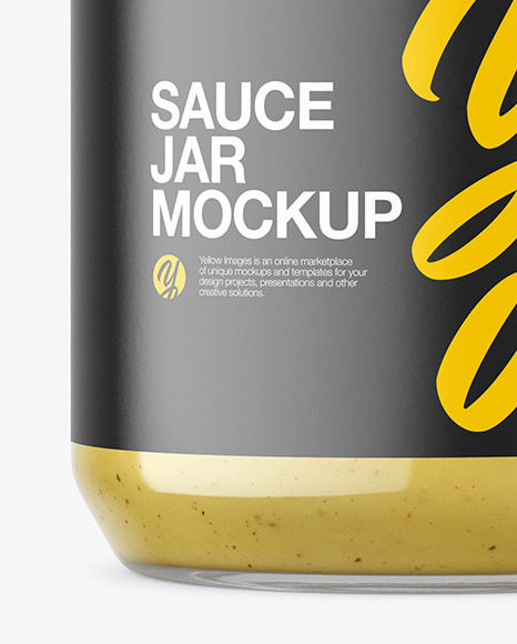Clear Glass Jar with Mustard Sauce Mockup PSD #6