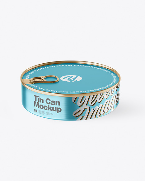 Metallic Tin Can With Pull Tab Mockup