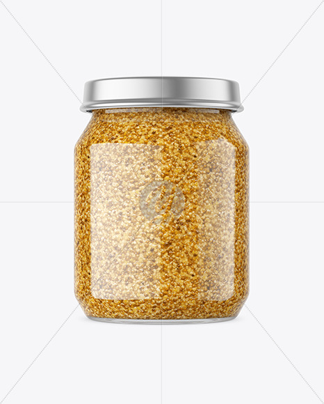 Clear Glass Jar with Mustard Sauce Mockup PSD #3