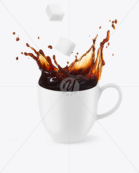 Matte Cup w  Coffee Splash and Sugar Cubes Mockup PSD #3