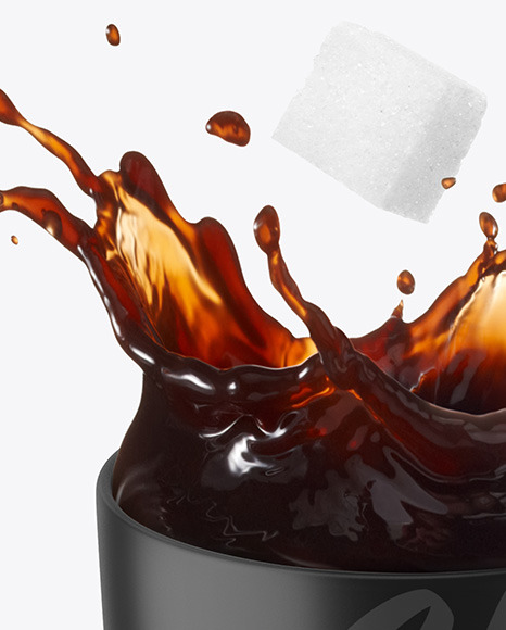 Matte Cup w  Coffee Splash and Sugar Cubes Mockup PSD #1