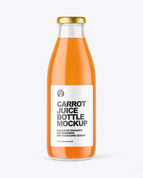 Clear Glass Bottle with Carrot Juice Mockup