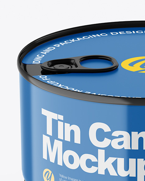 Glossy Tin Can With Pull Tab Mockup label 86850