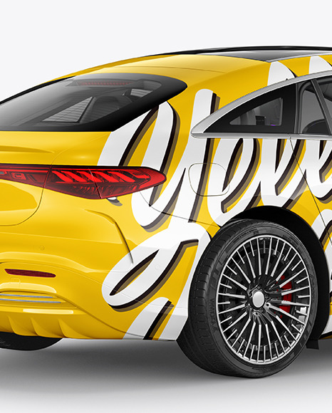 Electric Luxury Car Mockup   Back Half Side View PSD #1