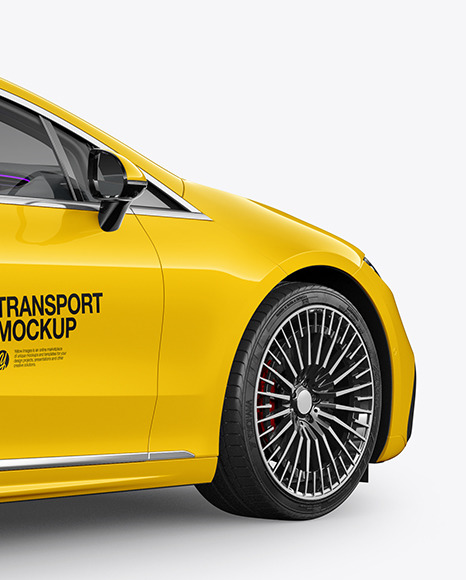 Electric Luxury Car Mockup   Back Half Side View PSD #6