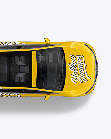 Electric Luxury Car Mockup - Top View