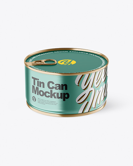 Metallic Tin Can With Pull Tab Mockup