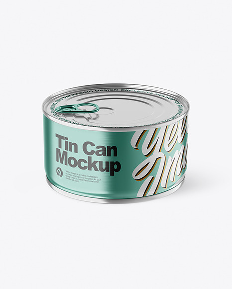 Metallic Tin Can With Pull Tab Mockup PSD #2