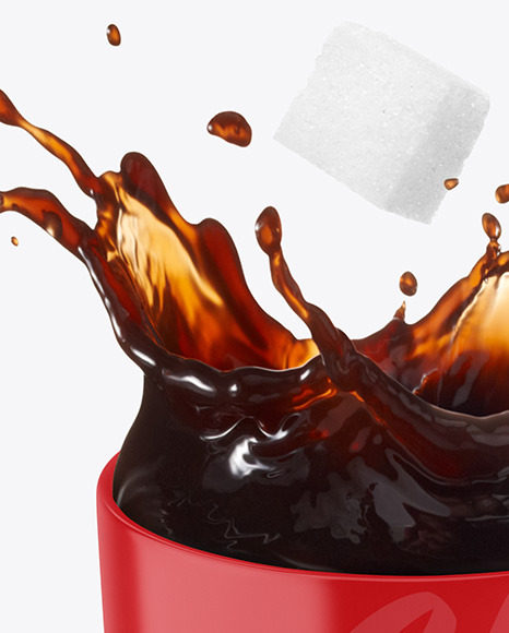 Glossy Coffee Cup   Saucer w  Splash Mockup PSD #2
