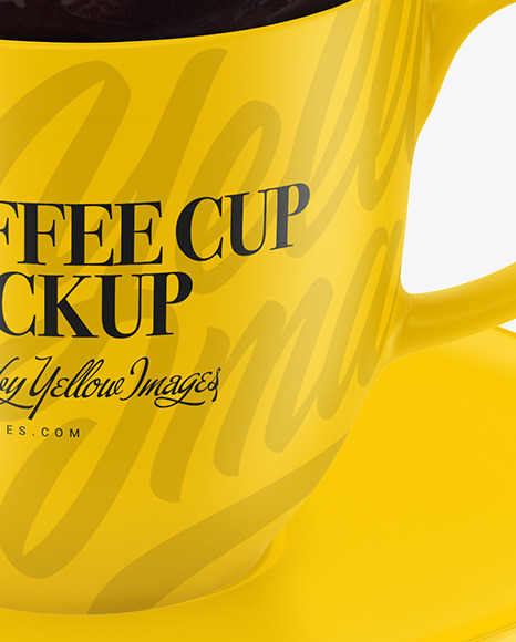 Matte Coffee Cup   Saucer w  Splash Mockup PSD #1