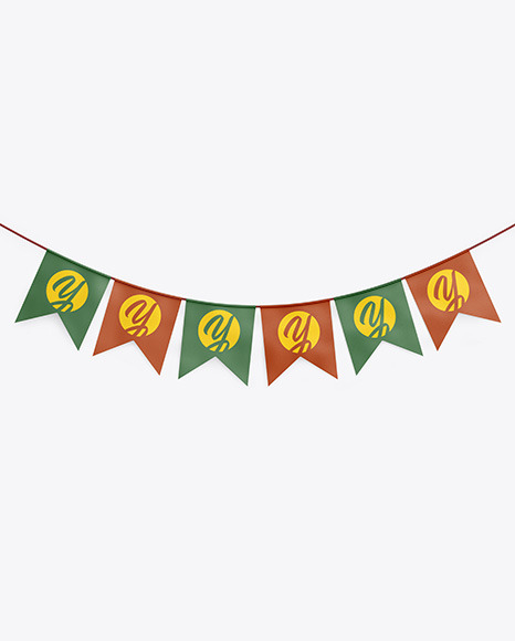 Textured Festive Flags Garland Mockup